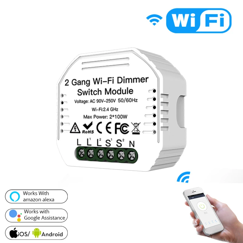 Приложение Smart Life/приложение Tuya DIY 2 Gang Wi-Fi Way светильник светодиодный диммер