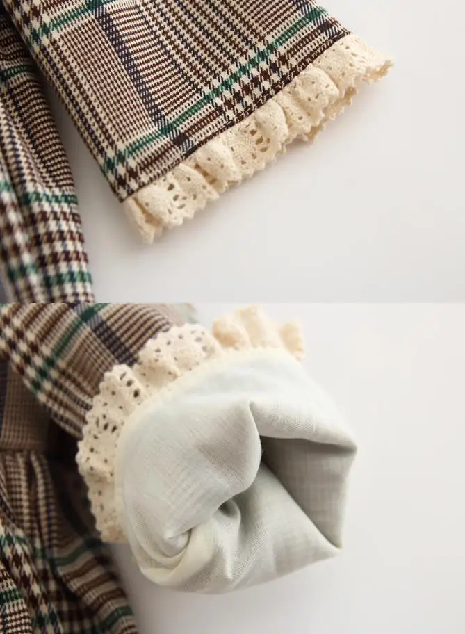 

Baby Girl clothes Spanish Lolita Princess Dress Kids plaid lace spliced cute dress for girl birthday party dress vestidos Y2665