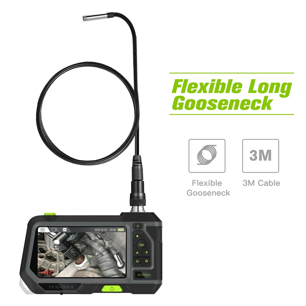 TESLONG 5.0 Inch Screen Endoscope Camera 2.0mp Industrial Borescope 7.6mm Lens Snake Tube Inspection with 18650 Battery | Инструменты
