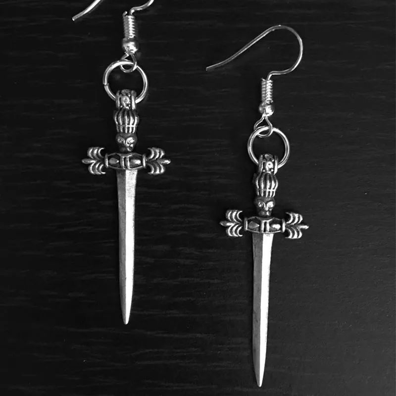 

Swords Earrings Soldiers Gothic Jewelry Witch Fashion Women Gift 2020 New Delicate And Beautiful Wholesale Statement Big Pendant
