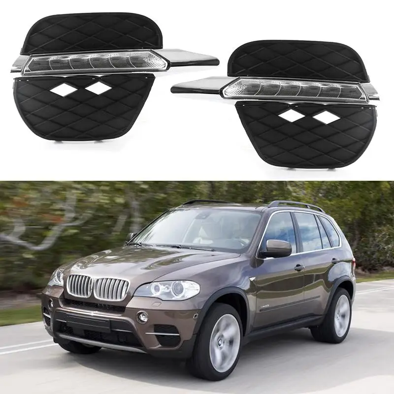 

For BMW X5 E70 2011 2012 2013 2014 LED DRL Daytime Running Lights Driving Front Bumper Fog Lamps