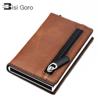 bisigoro rfid smart wallet credit card holder metal thin slim men wallets pass secret pop up minimalist wallet small black purse