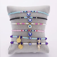 turkish lucky blue evil eye bracelet handmade black string charm bracelets for women blue eyes beads bracelet friendship jewelry