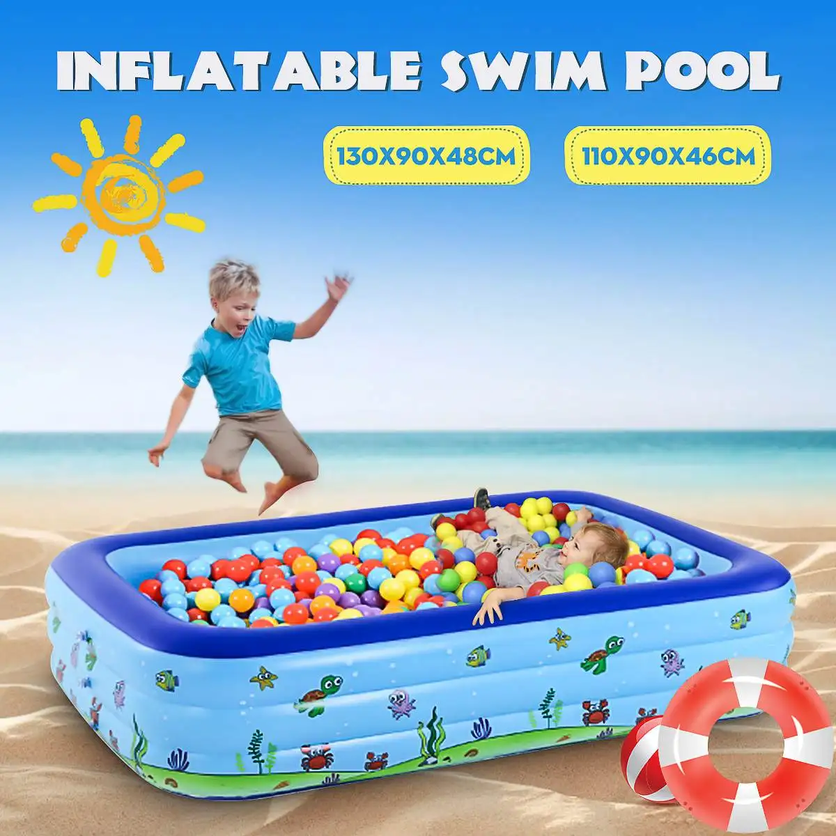 

110cm 130cm Children Swimming Pool Kids inflatable Pool Baby Child Piscina Dry Pool Kids Inflatable Tank Outdoor Bathing