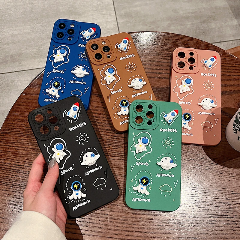luxury 3d cartoon astronaut phone case for xiaomi mi 12 pro 11 lite 11t 10t 11i poco f3 redmi k50 10 note 11 10 10s 9s 9 8 cover free global shipping