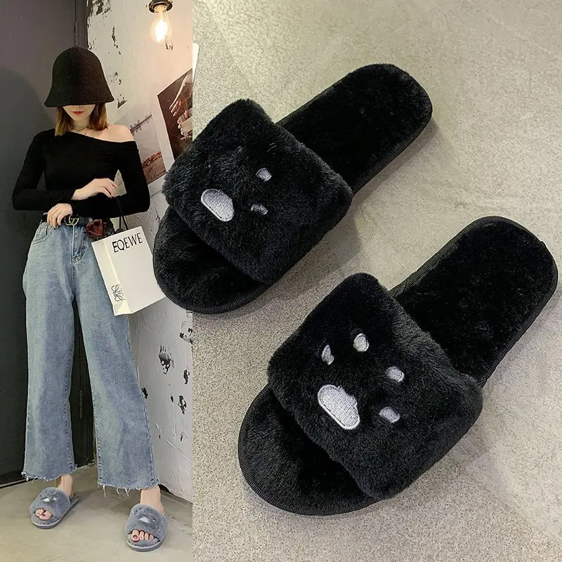 New Style Non-slip Plush Slippers for Autumn and Winter Women's Outer Wear Soft-soled Comfortable Cotton Slippers Women's Shoes