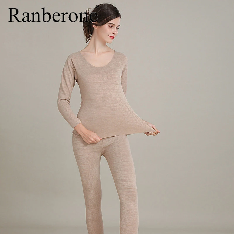 Thermal Underwear Set Woman Winter Clothing Warm Suit Male Long Sleeve Top Warm Pants Sleepwear Comfortable Home Clothing