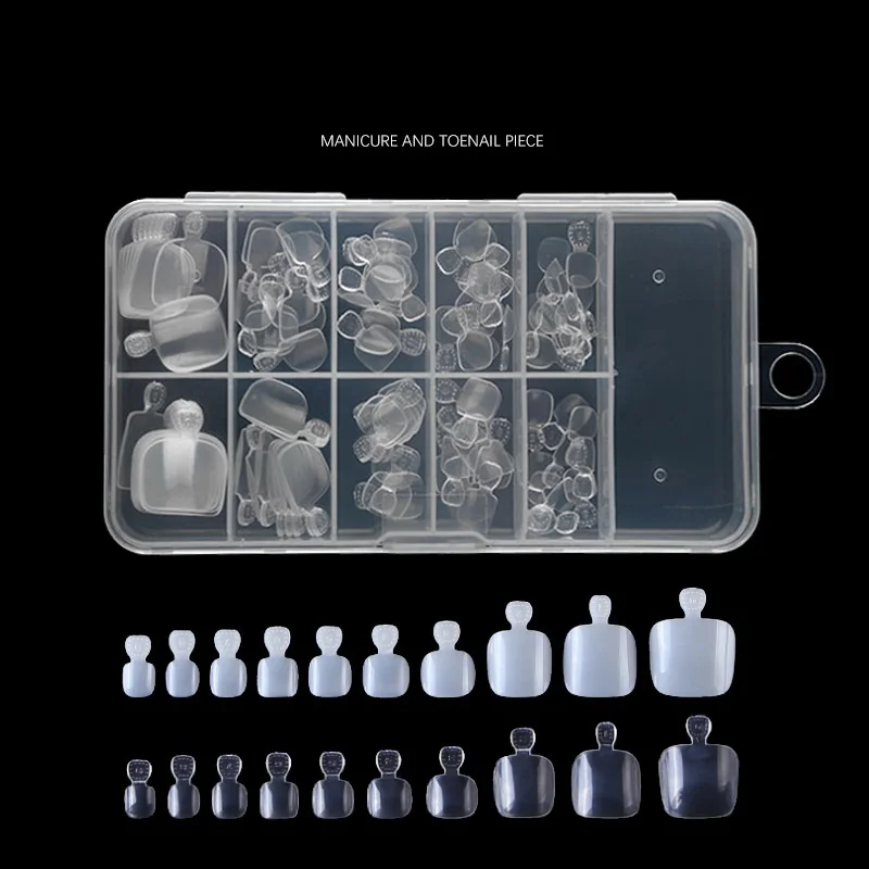 

100Pcs Artificial Acrylic Toe False Tips Natural/Transparent Foot Fake Nails Manicure Art Decoration Toenails Beauty Tools