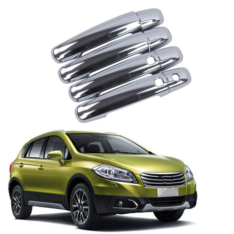 

8 шт./компл. хромированные автомобильные дверные ручки из АБС-пластика, облицовка дверной ручки, отделка для Suzuki S-CROSS SX4 2014-2021, автостайлинг