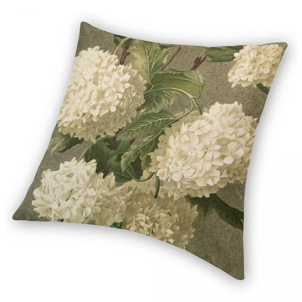 Викторианская белая Гортензия цветочный квадратный чехол для подушки