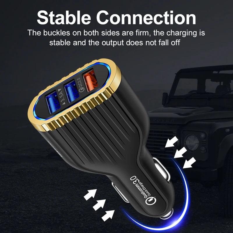 Автомобильное usb зарядное устройство OneVan 18 Вт, быстрое зарядное устройство, светодиодный разъем Micro USB, три порта, автомобильное зарядное устройство USB для мобильного телефона samsung Iphone