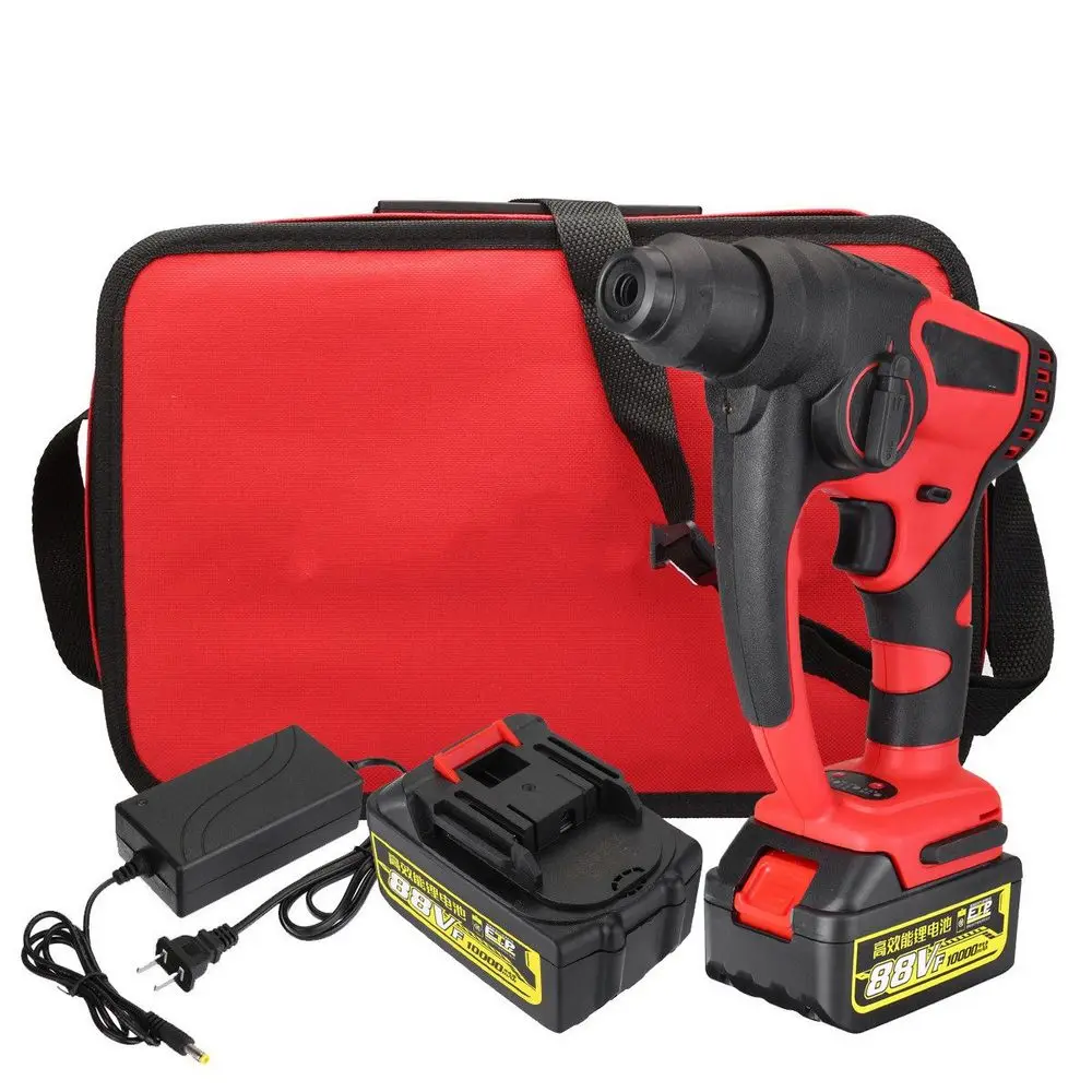 

88v 800w Electric Hammer Impact Drill Brushless Cordless 10000mAh Lithium-Ion Hammer Drill with 1 or 2 Battery Power Tools