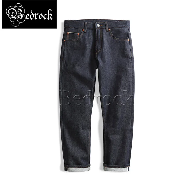 14oz Unwashed gold trim Red line Denim Jeans Men's Straight Loose Long Pants Primary Color cattle jeans Autumn Winter