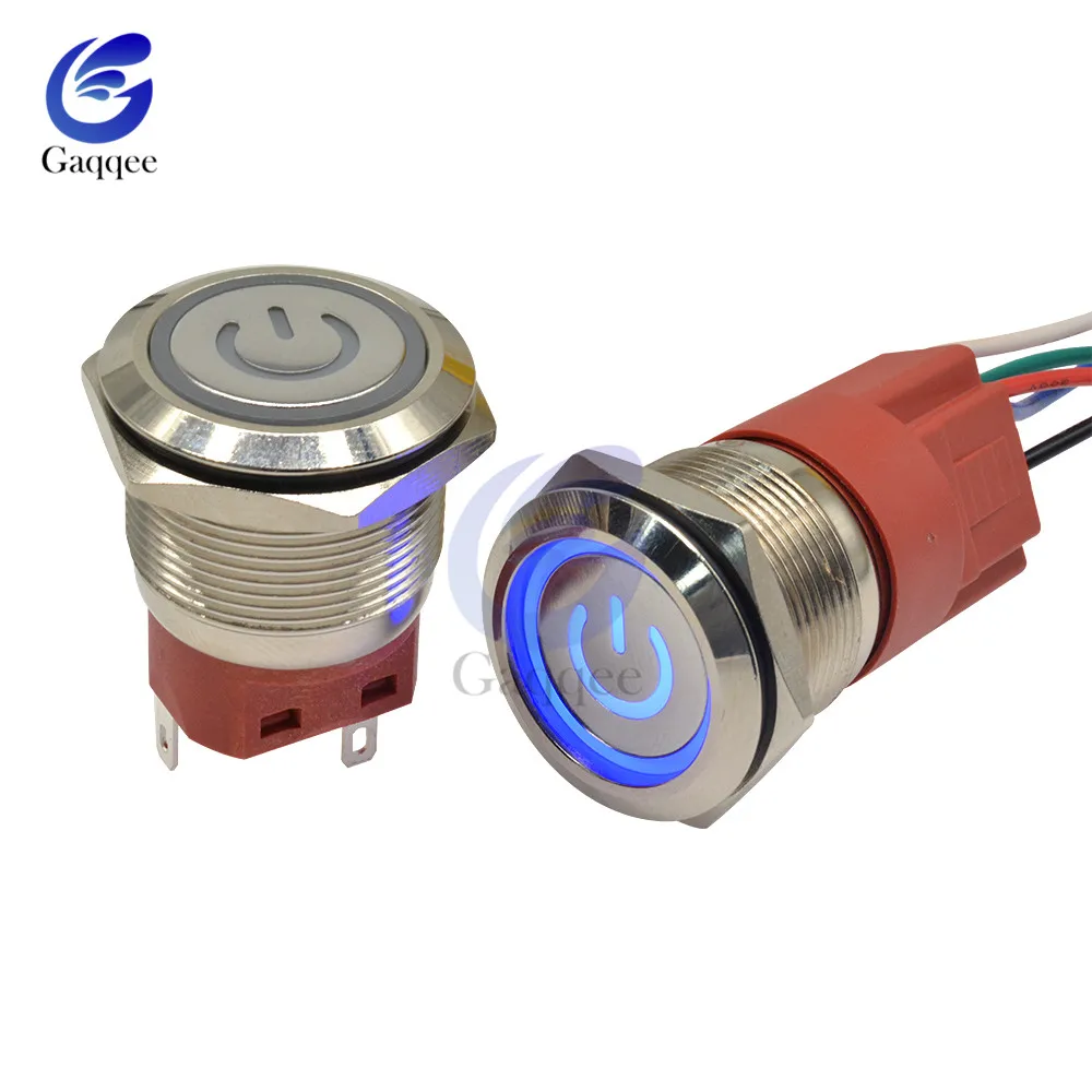 19 мм кольцо/Мощность металлический кнопочный выключатель светодиодный 250V 5A