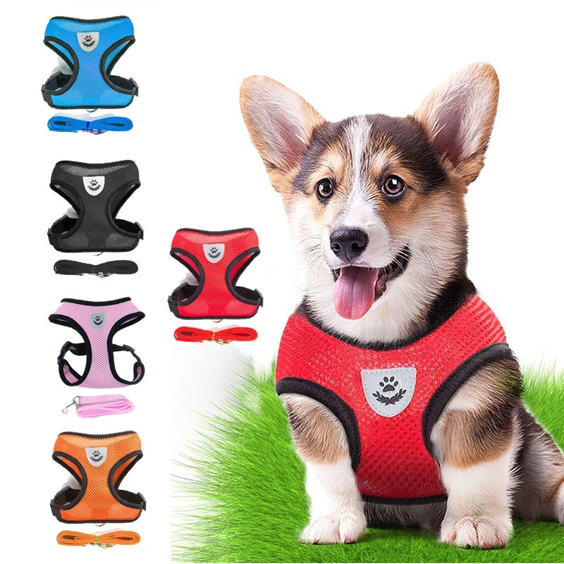 

Воздухопроницаемая шлейка-жилет для маленьких и средних собак и кошек, нагрудный ремень для щенков, аксессуары для домашних животных, свето...