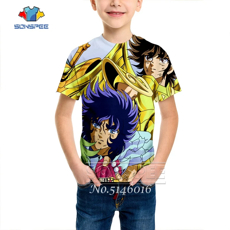 SONSPEE/футболка с 3D принтом аниме Saint Seiya Детский Пуловер В Стиле Хип Хоп Harajuku