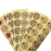 100pcslot round vintage kraft label sticker thank you diy multifunction adhesive packaging sealing label sticker gift stickers