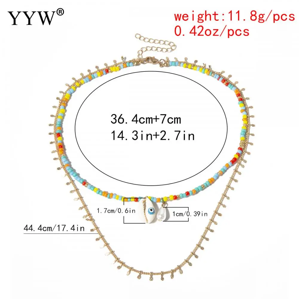 Женское Ожерелье из двух нитей/партия Разноцветные морские бусины ракушки