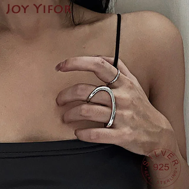 

INS Fashion 925 Sterling Silver Finger Rings Charm Women Irregular Simple Geometric Birthday Party Jewelry Gifts