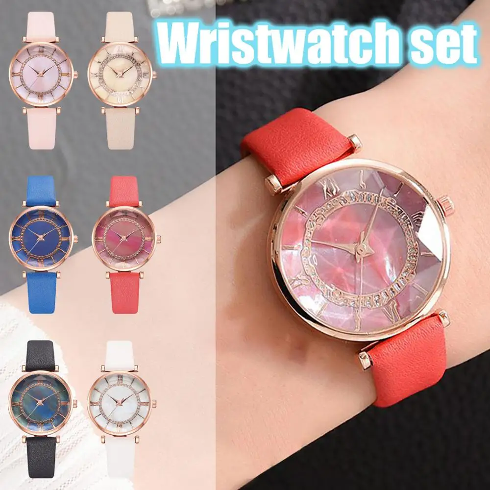 Часы наручные женские кварцевые с кожаным ремешком и нейтральным буквенным