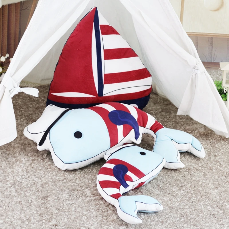 Simulation Double-sided Printing Nurse Cap Navy Dolphins Sailing Pillow Sofa Cushion Window Doll Kid Toy | Игрушки и хобби
