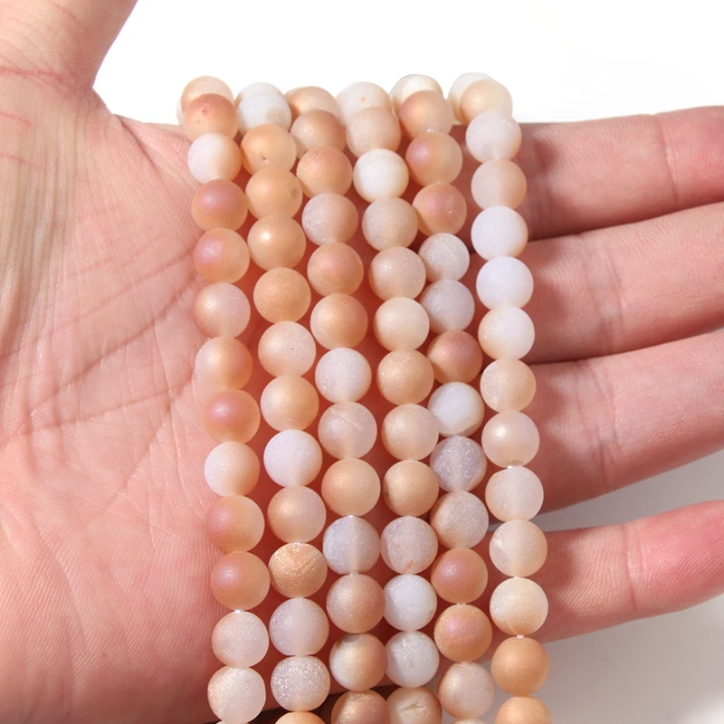 

Beadtales 6/8/10mm Electroplating White Orange Matte Agate Beads Round Loose Spaced Beads For Jewelry Making Necklace Bracelet
