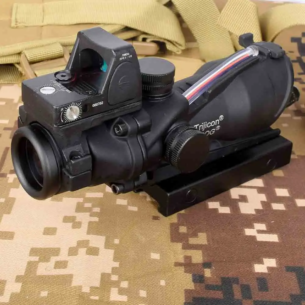 Trijicon ACOG 4X32 охотничий прицел оптика из настоящего Волокна Красная точка с подсветкой гравированная сетка тактический оптический прицел