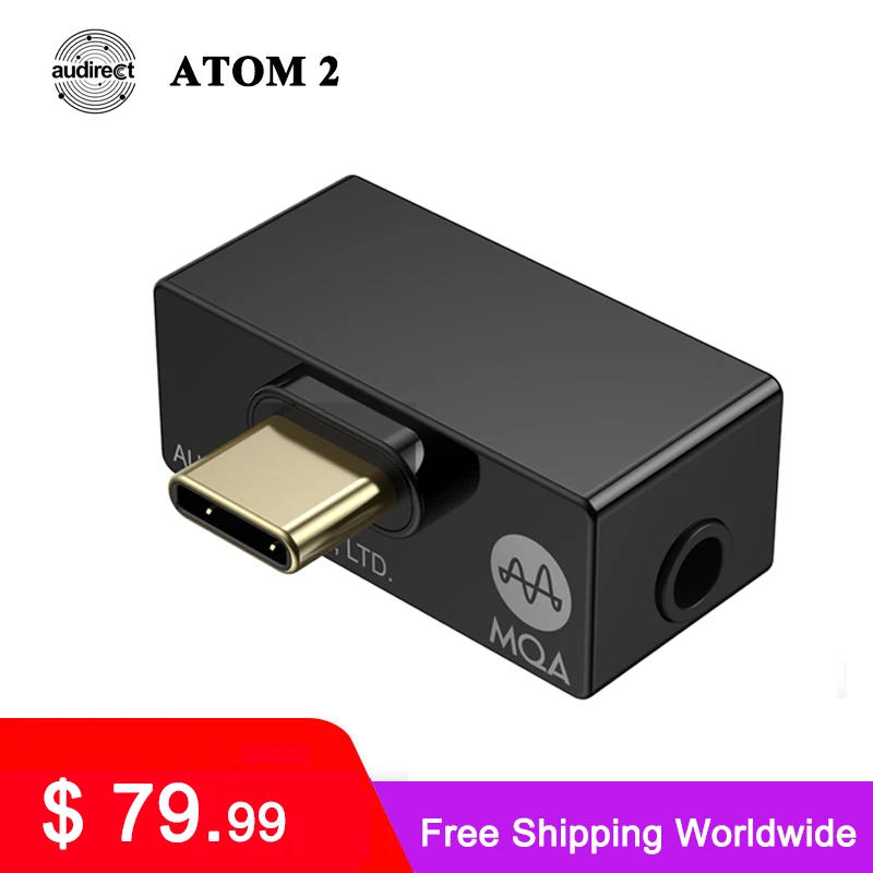 Портативный усилитель Hilidac Audirect Atom2 MQA HiFi USB DAC/AMP ES9281AC DSD512 32 бит/768 кГц Type C/ Lightning Atom
