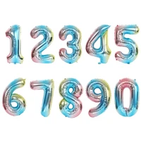 32 inch gradient color balloons birthday party supplies decoration rainbow gradient 0 9 number aluminum film balloon wholesale
