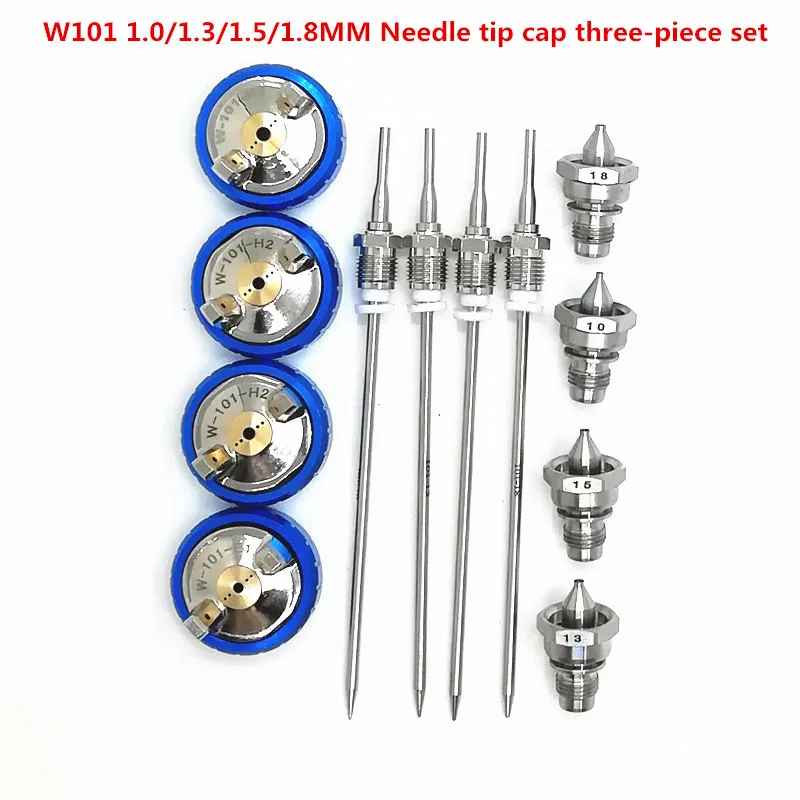 W-101 Perfect atomization High quality 1.0/1.3/1.5/1.8mm nozzle sprayer Three-piece needle cap set W101 kit spray gun | Инструменты