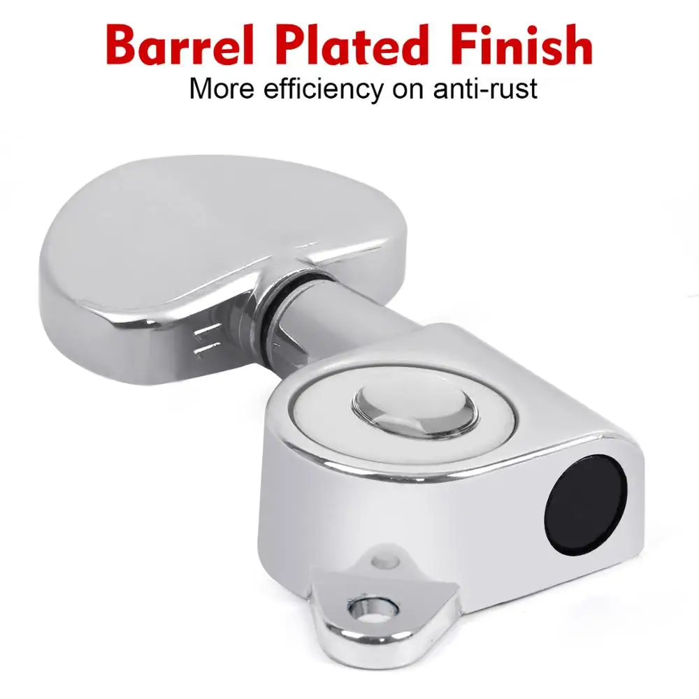 Kmise Acoustic Guitar Tuning Pegs 22.5mm*23.7mm*23.5mm 3L3R 18:1 Metal Closed Chrome 10mm Tuner Hole Parts&ampAccessories | Спорт и