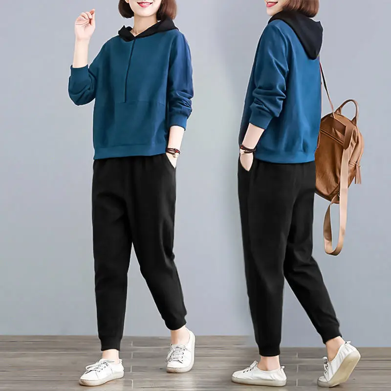 

Women 2-piece Hooded And Harem Pants Spring And Autumn Suit