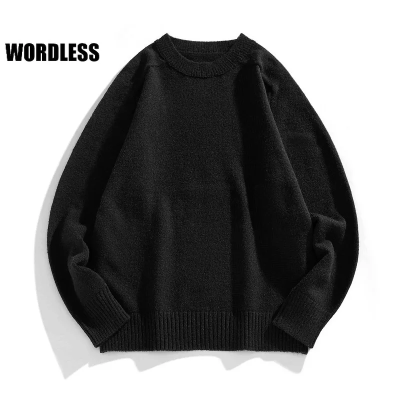 

Men's Knitted Sweater 2021 Fall/Winter Pure Color Korean Casual Pullover Loose Warm Pullover Street Fashion Street Knitwear Men