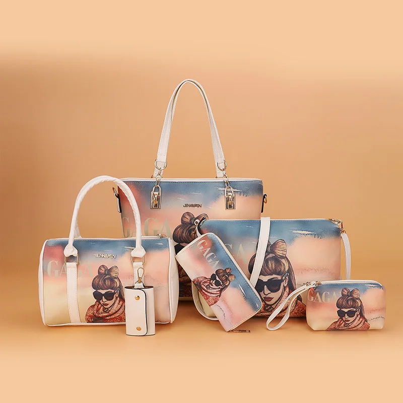 Новинка 2019 женская сумка 6 шт. в комплекте композитная из искусственной кожи с