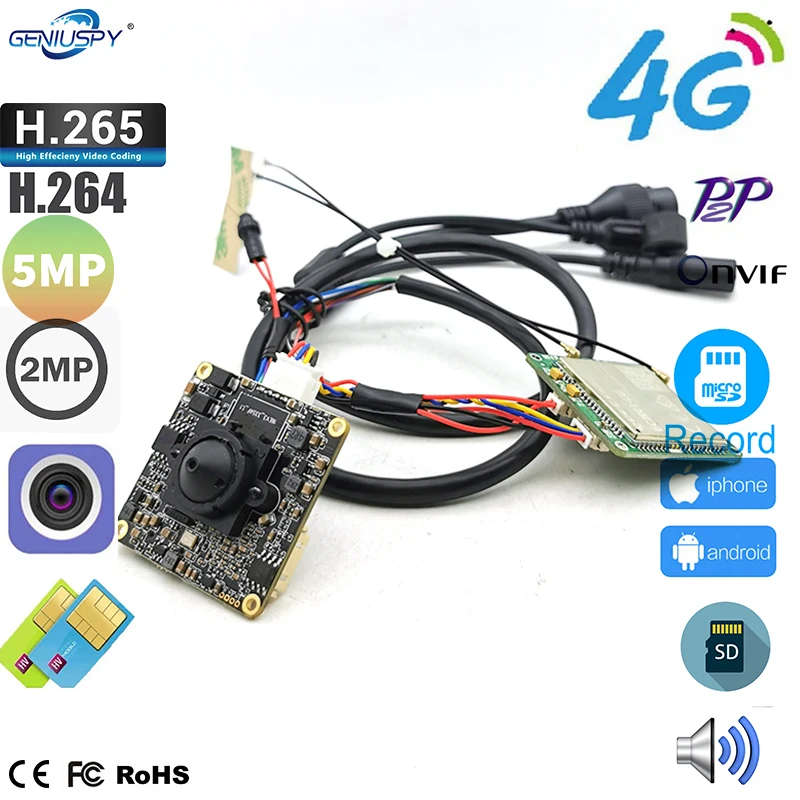 3G 4G Камера 1080P 5MP HD модуль Беспроводной GSM SIM карта IP Чипсет PCB видеонаблюдения P2P