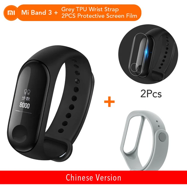 Add Gray Strap Xiaomi mi-браслет 3 пульсометр Bluetooth 4,2 Xao mi умный спортивный браслет OLED mi band 3 Smartband - Цвет: Add Gray Strap