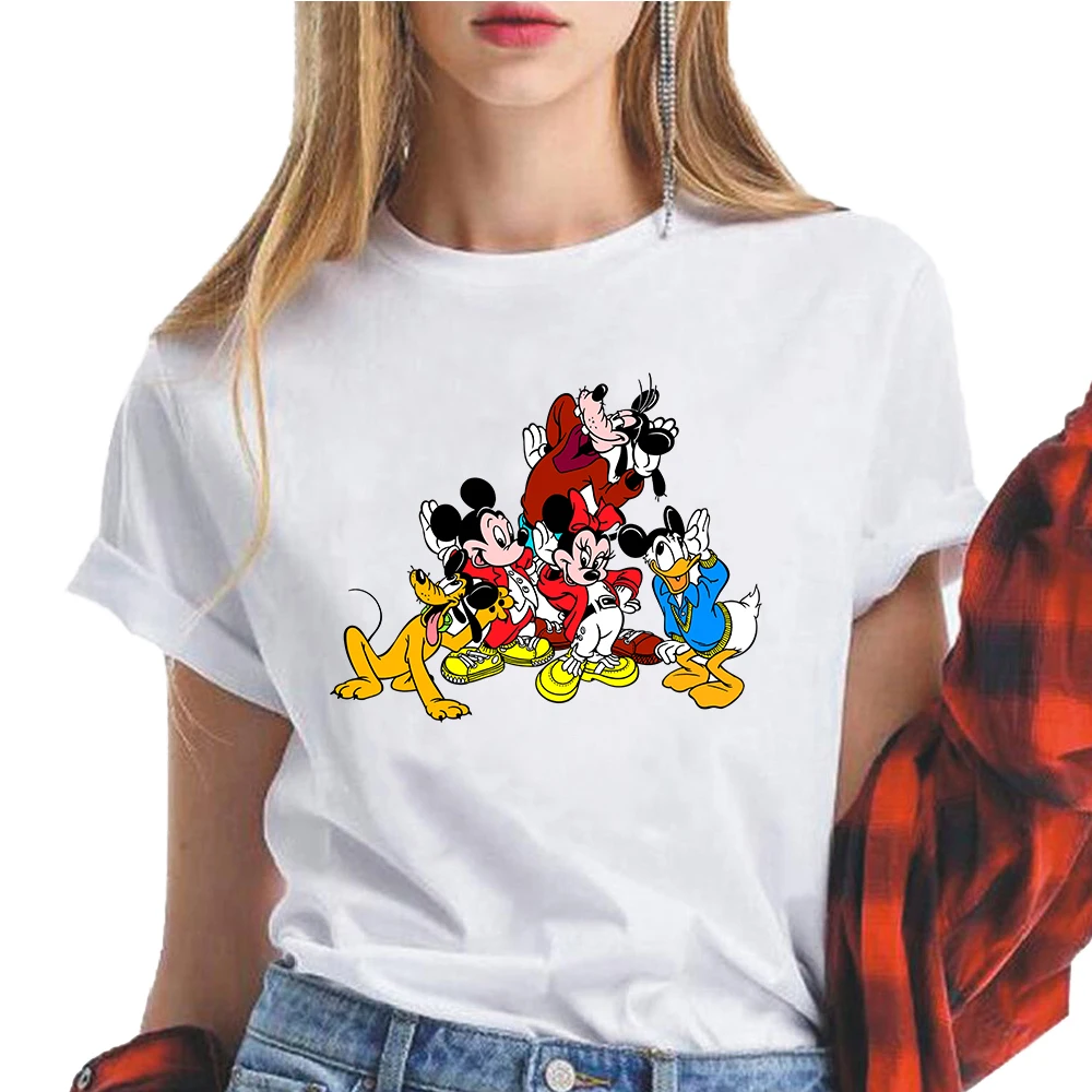 

New Disney T-shirt Minnie Daisy Cartoon Print Summer Women Tops Cute Korean Version Harajuku Style Parent-child Sisters T-shirt