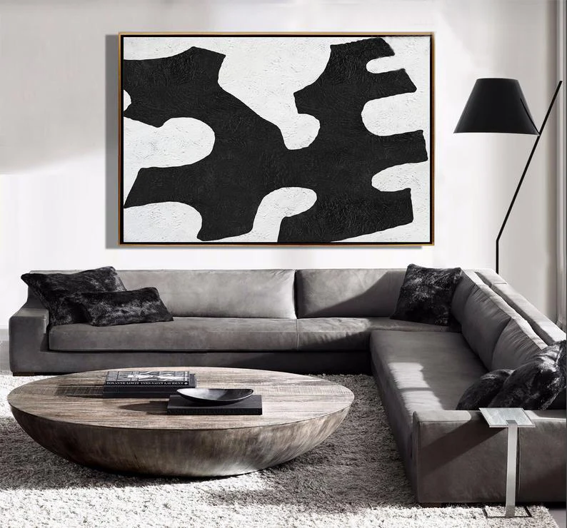 

Modern Abstract Painting on Canvas Extra Large Wall Art Original Art Rich Textures Black And White Art Clean Look Home Decor