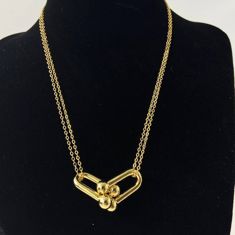 

Fashion Geometric U-shaped Necklace Gold Color Silver Color Link Chain Woman Jewelry Girl Gift 2021