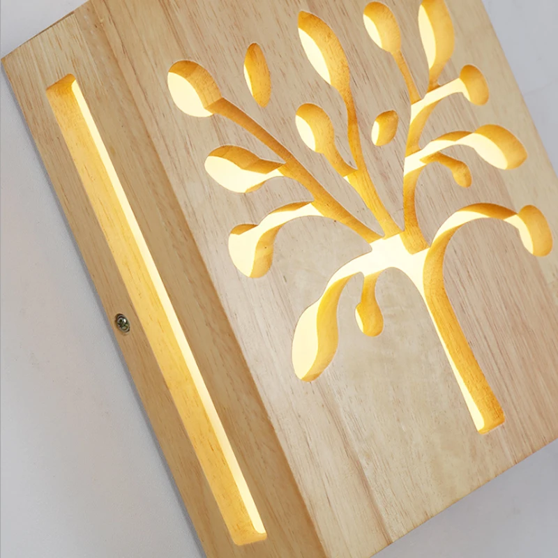 Деревянная светодиодная настенная лампа современный алюминиевый креативный