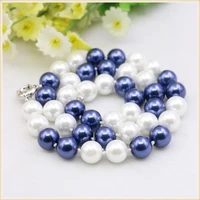 10mm round whte blue multicolor shell pearl necklace fashion jewelry making design mothers gifts diy knotted between every beads