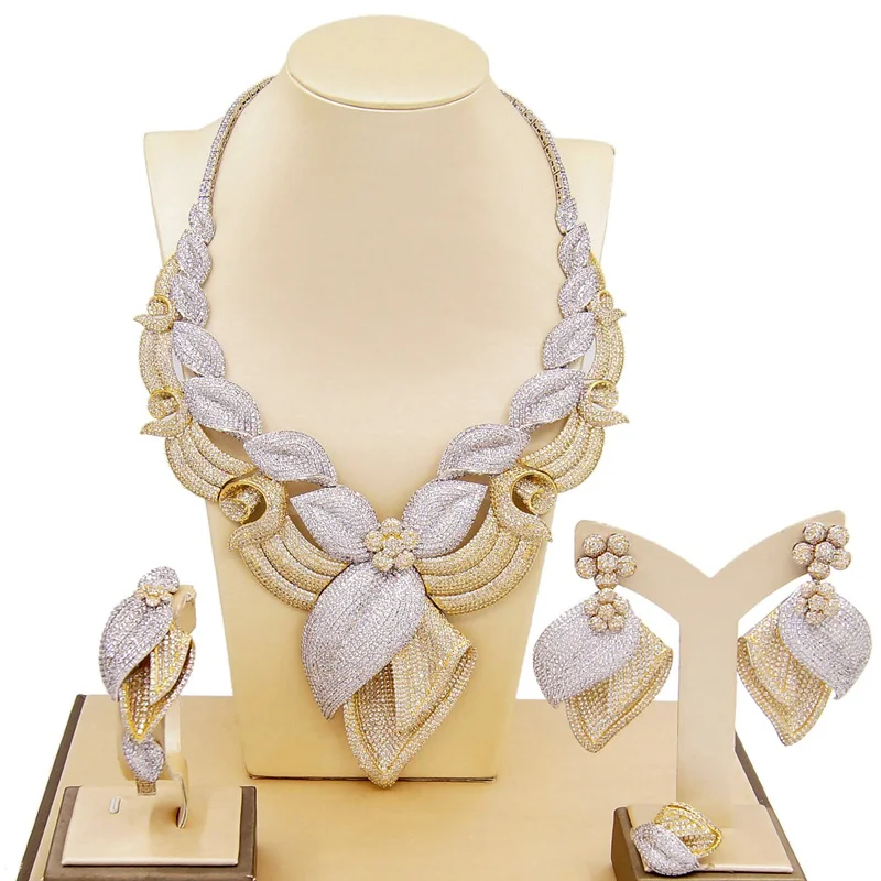 

Yulaili Wedding Jewelry Sets Are Popular In Europe and America Indian Cubic Zirconia Jewelry Set Party Statement Necklace Set