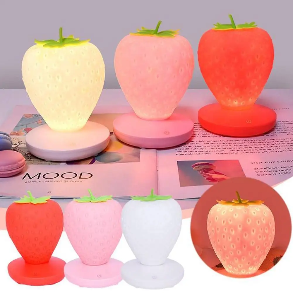 

Silicone Strawberry USB Rechargeable LED Night Light Dimmable LED Night Light Baby Children Kids Gift Bedroom Decoration