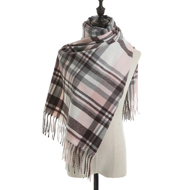 

Fashion Plaid Scarf Women Men Autumn Winter Cashmere Shawl Blanket Tassel Thick Stripe Scarves Warm Female