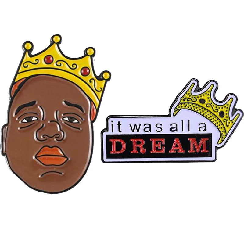 Большая эмалированная брошь Biggie Smalls в стиле хип-хоп музыкальная легенда виде