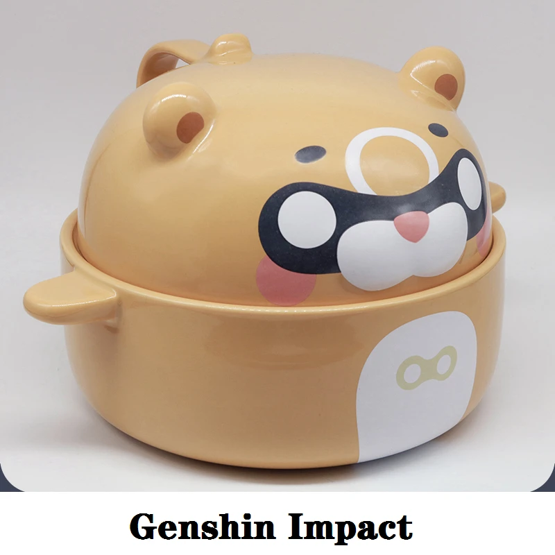 

New Gouba Bear Bowl Game Genshin Impact Cosplay Tableware Xiang Ling Pet Accessories Cartoon Ceramic Eating Water Cup Kids Gifts
