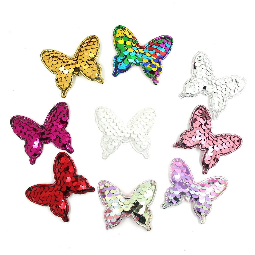 10 шт. в форме бабочки патчи Реверсивные блёстки колодки патч Paillette аппликация для