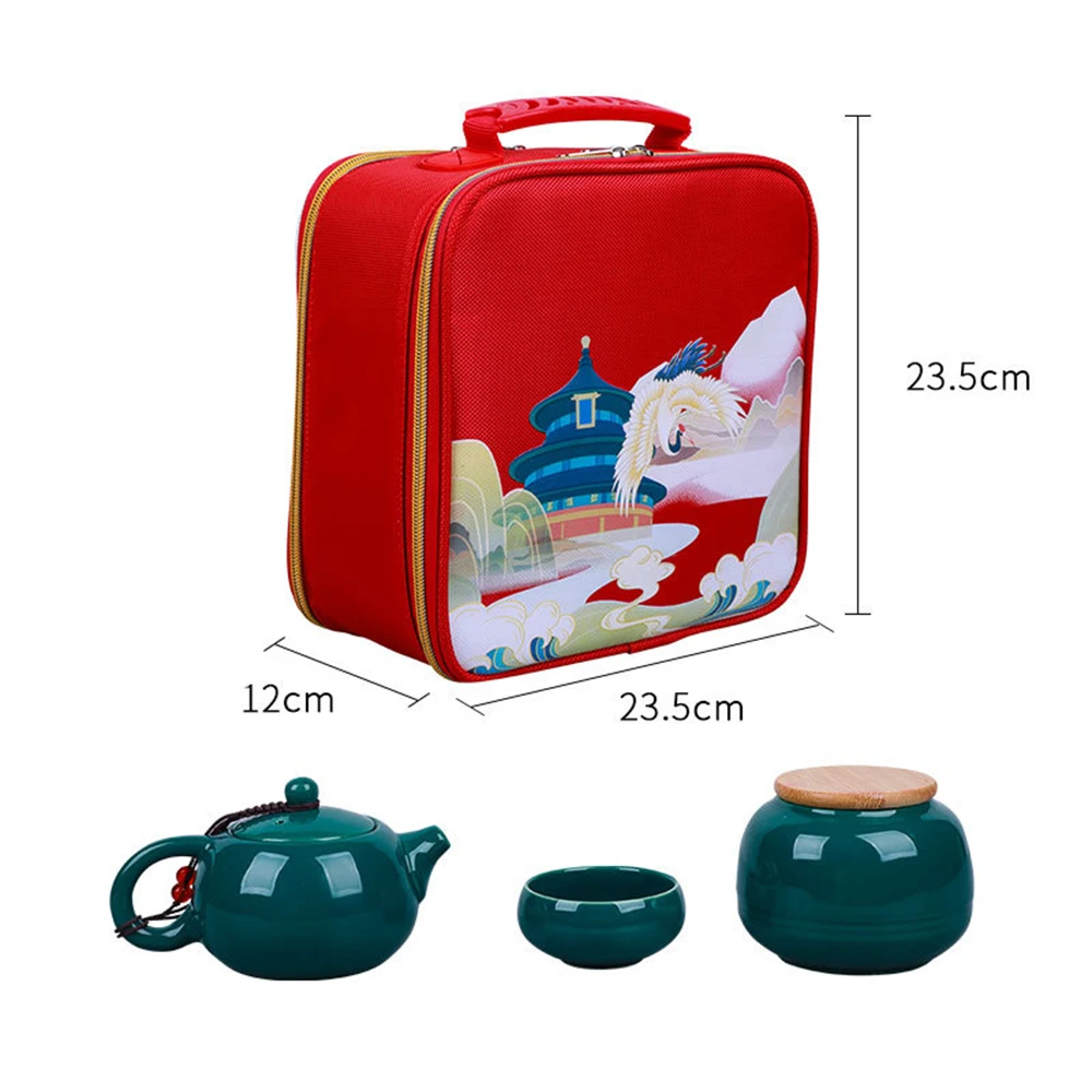 

Ceramic Teapot One Pot Four Cup Outdoor Travel KungFu Teapot Tote Bag Travel Cup Set Teacup Gift Tea Set Chinese Tea Set Kitchen
