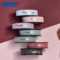 yama gold foil printed ribbon 10yardsroll 16mm happy birthday nylon cotton ribbons diy crafts gifts packaging party decoration