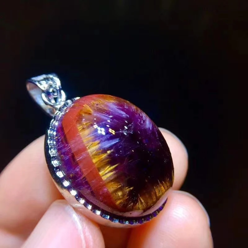 

Natural Cacoxenite Auralite 23 Purple Red Women Men Pendant Canada 22.7/18.2/11.5mm Gift Crystal Stone Jewelry AAAAA